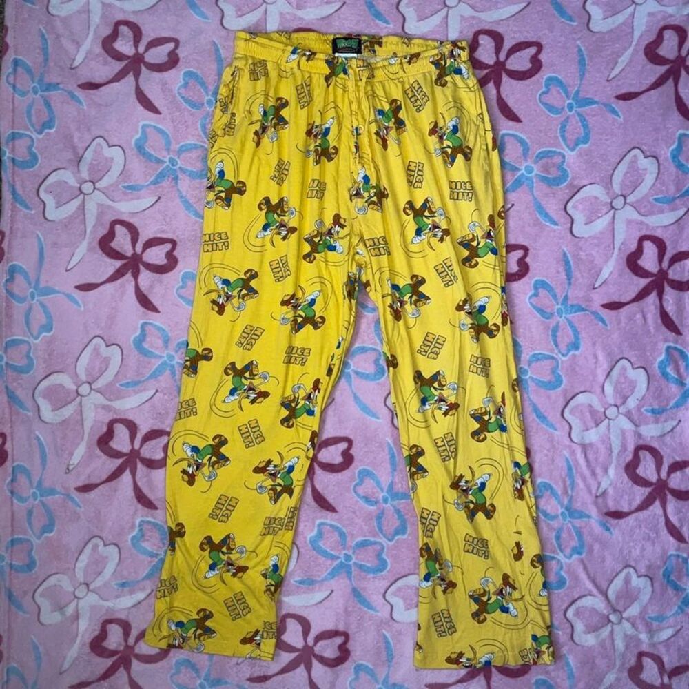 Vintage Woody Woodpecker Golf Pajama Pants Men Large Yellow All Over Lounge